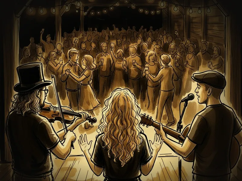 Trio on stage, illustration
